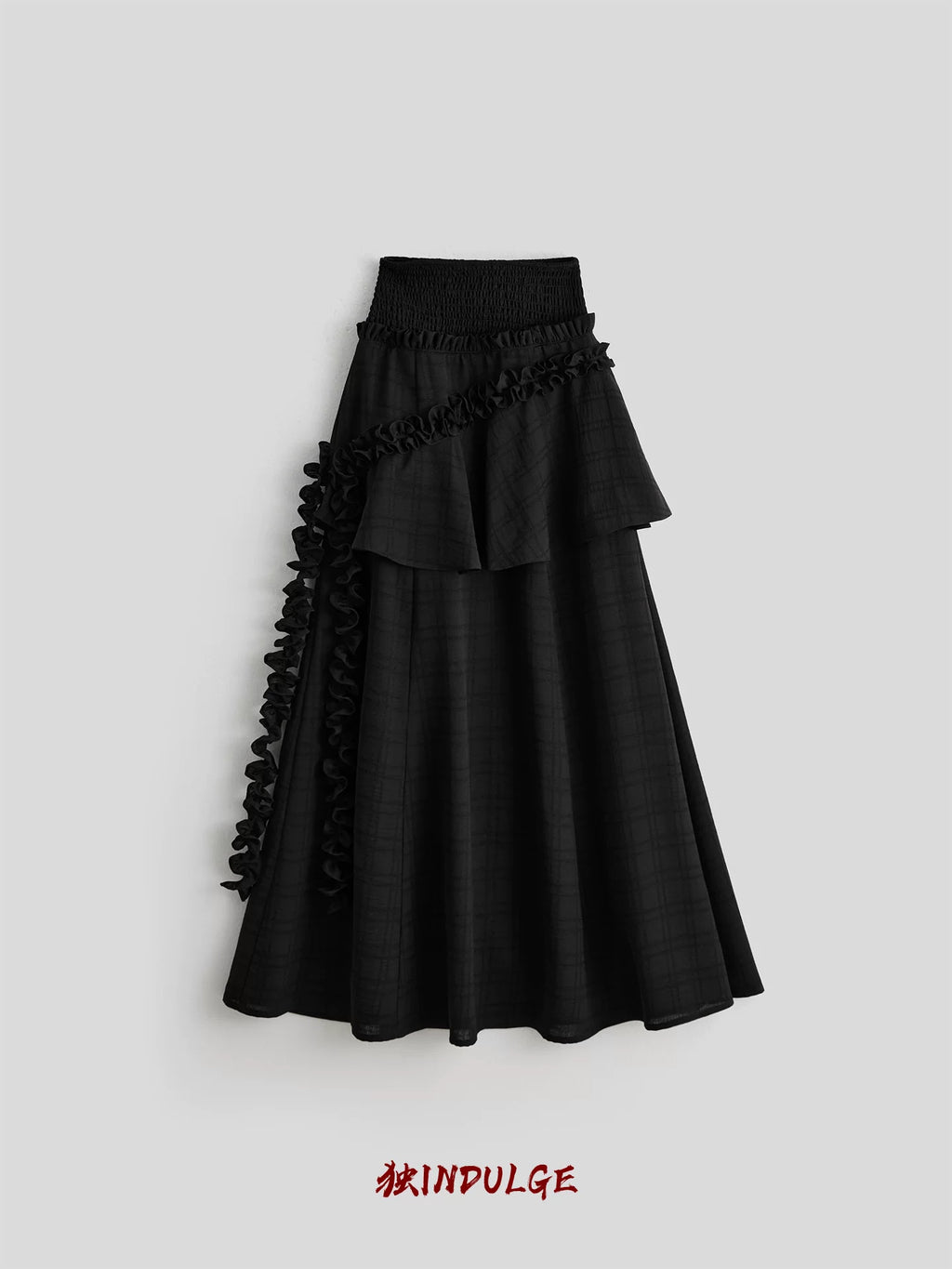 INDULGE Ruffle Edge Splicing Streamer Skirt