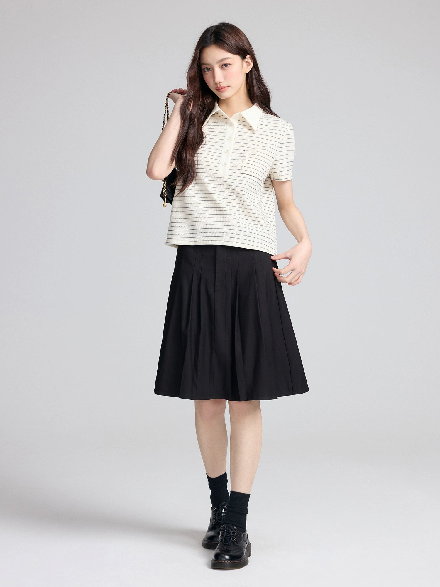 RPB BRAND Simple Lapel Striped Short-sleeved Polo Shirt