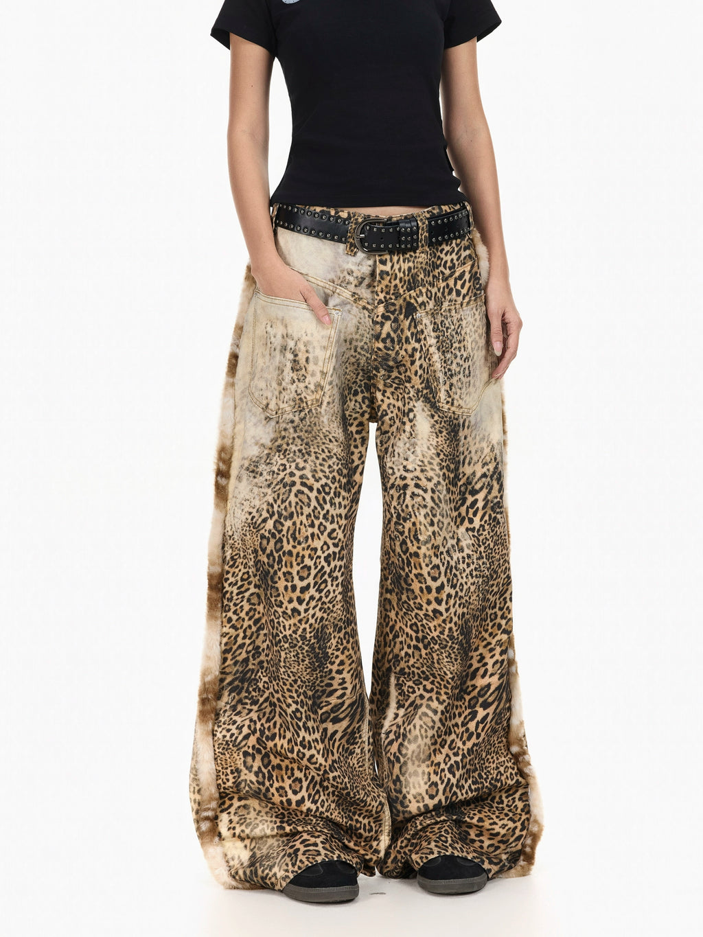 BTSG Vintage Stitched Leopard Jeans