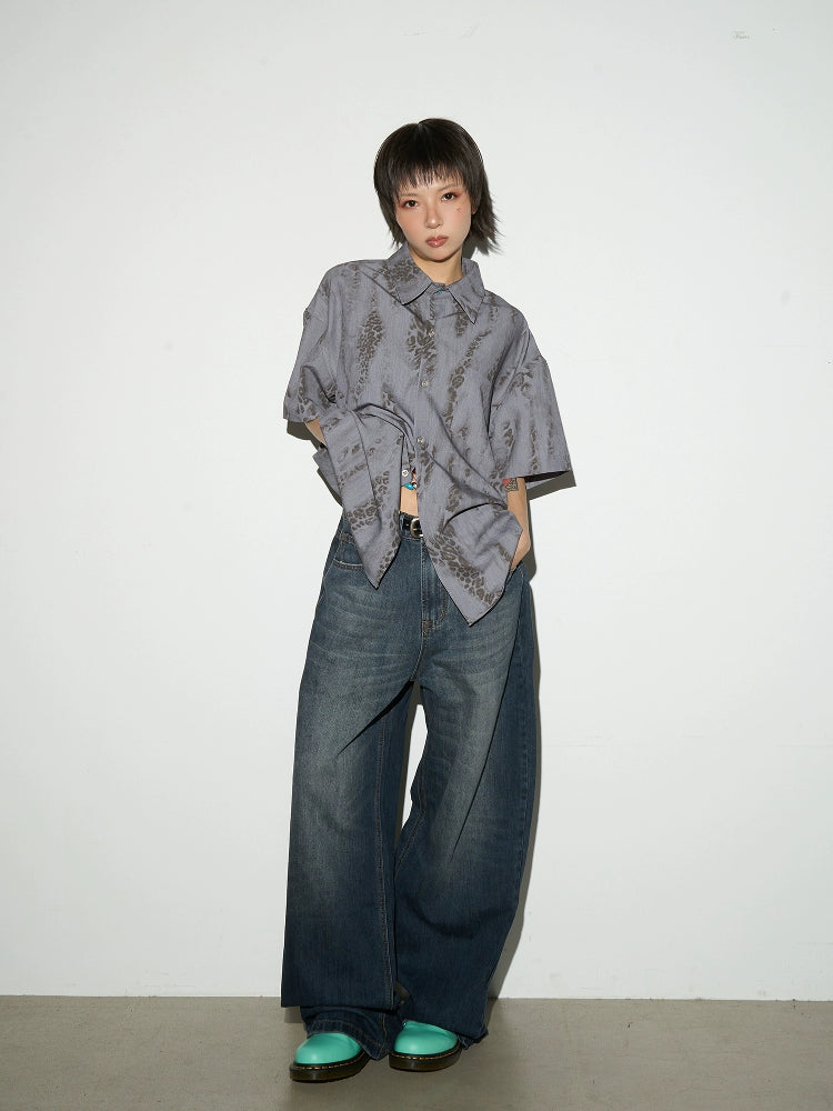 MICHINNYON Vintage Loose Full Print Shirt