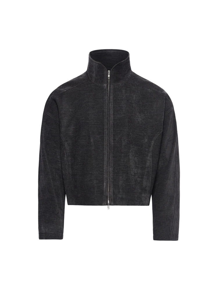 SOUTHFISH Stand-up Collar Retro Micro-gloss Short Jacket