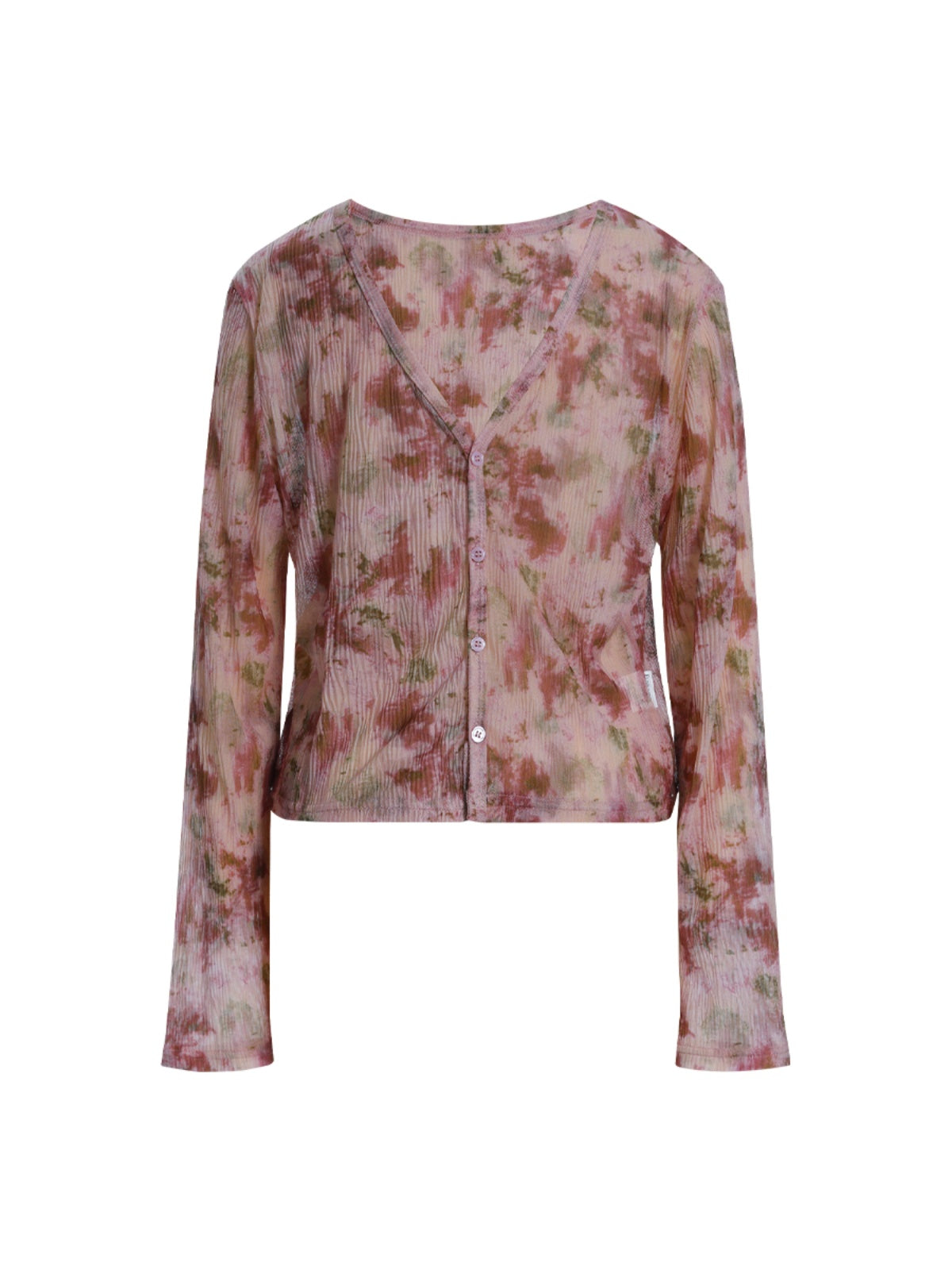 FUNKYFUN Floral Pleated Texture V-neck Cardigan Short Jacket