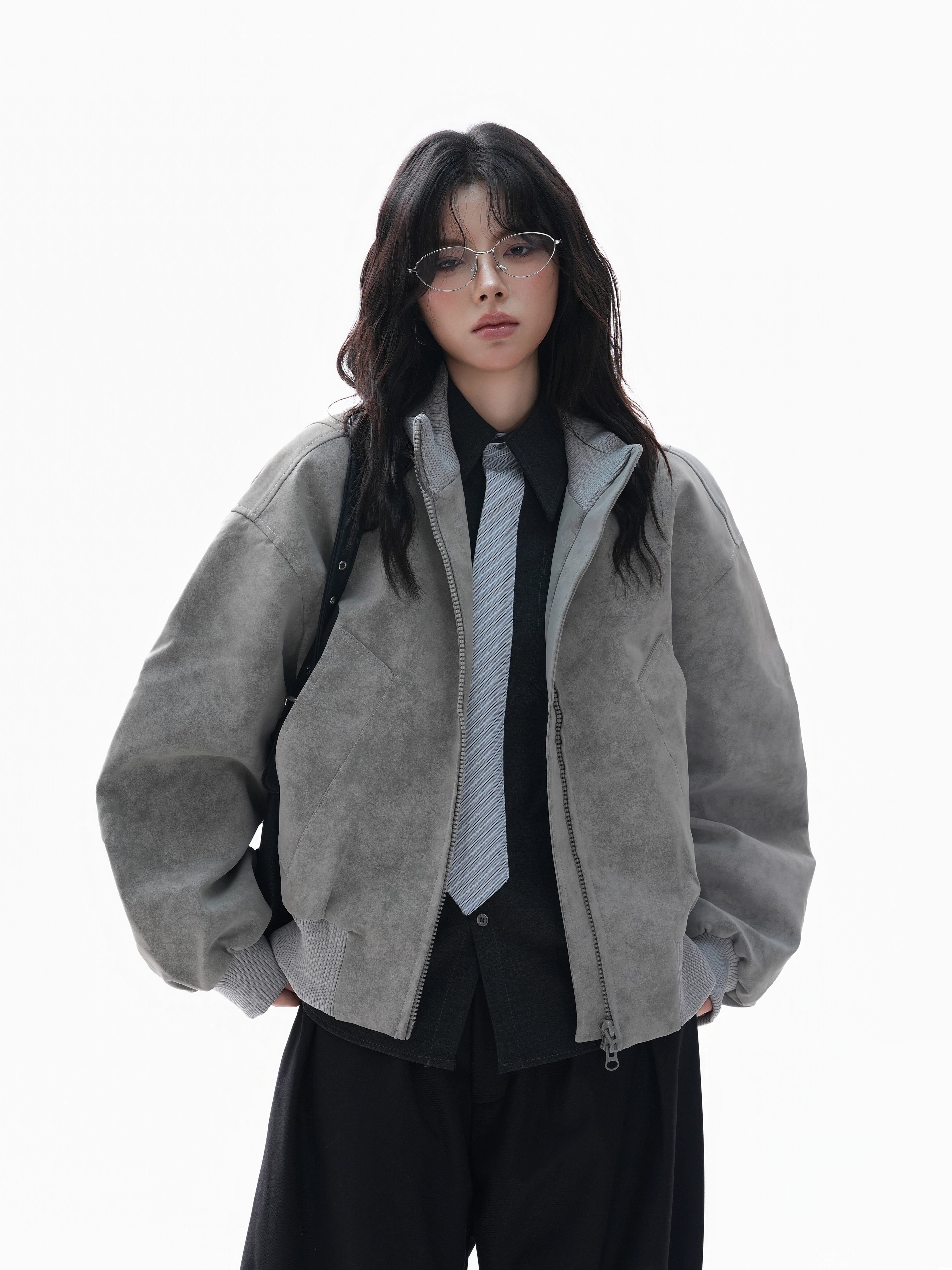 Zuocisankon Loose Leather Jacket