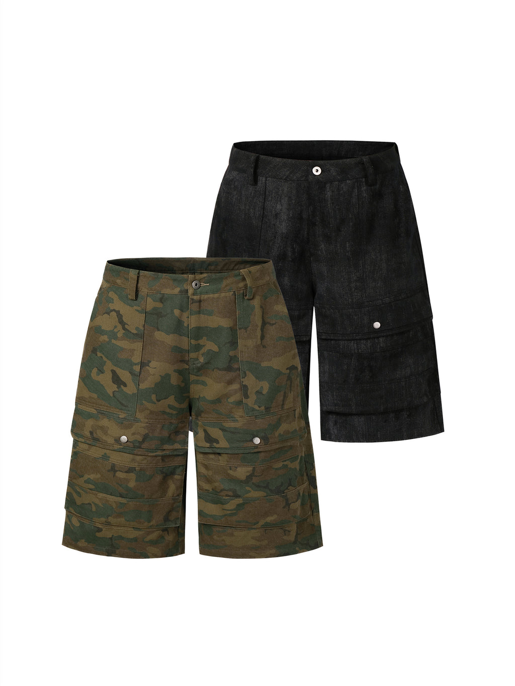 NOVACAM wasteland wind retro camouflage baggy heavy mottled old black cropped pants