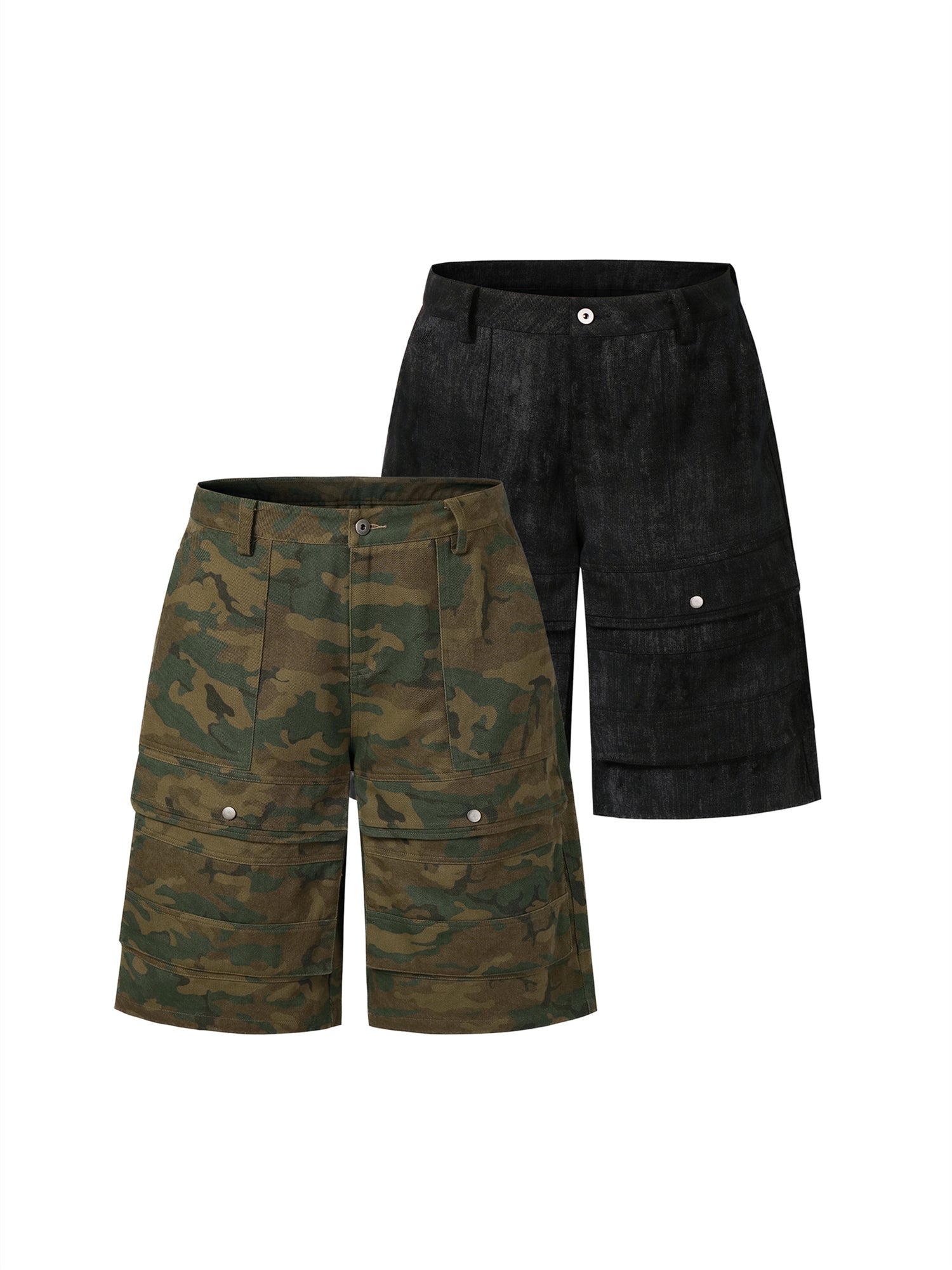 NOVACAM wasteland wind retro camouflage baggy heavy mottled old black cropped pants