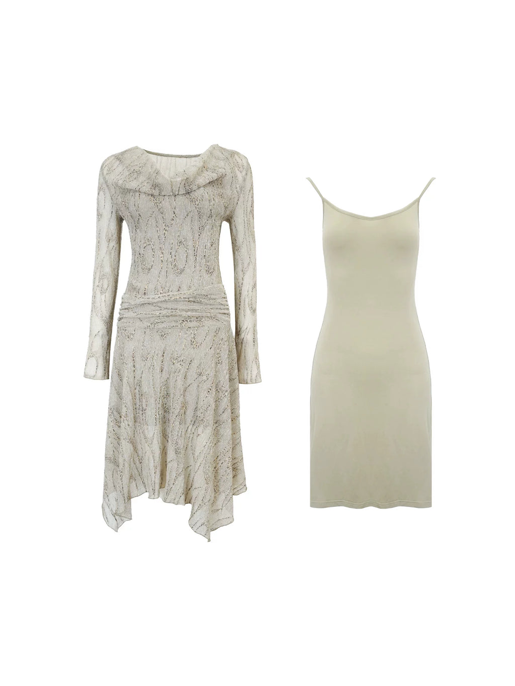 KELIFAN Retro Irregular Hem Short Dress
