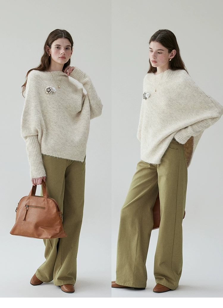 VOOE Irregular One-word Slanted Shoulder Lazy Sweater
