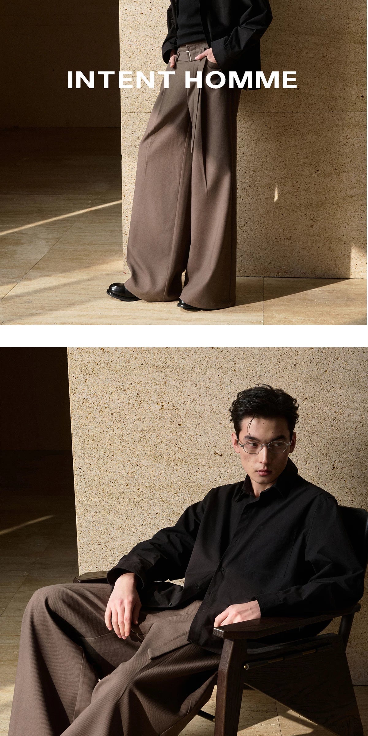 INTENT Dark Striped Straight Casual Trousers