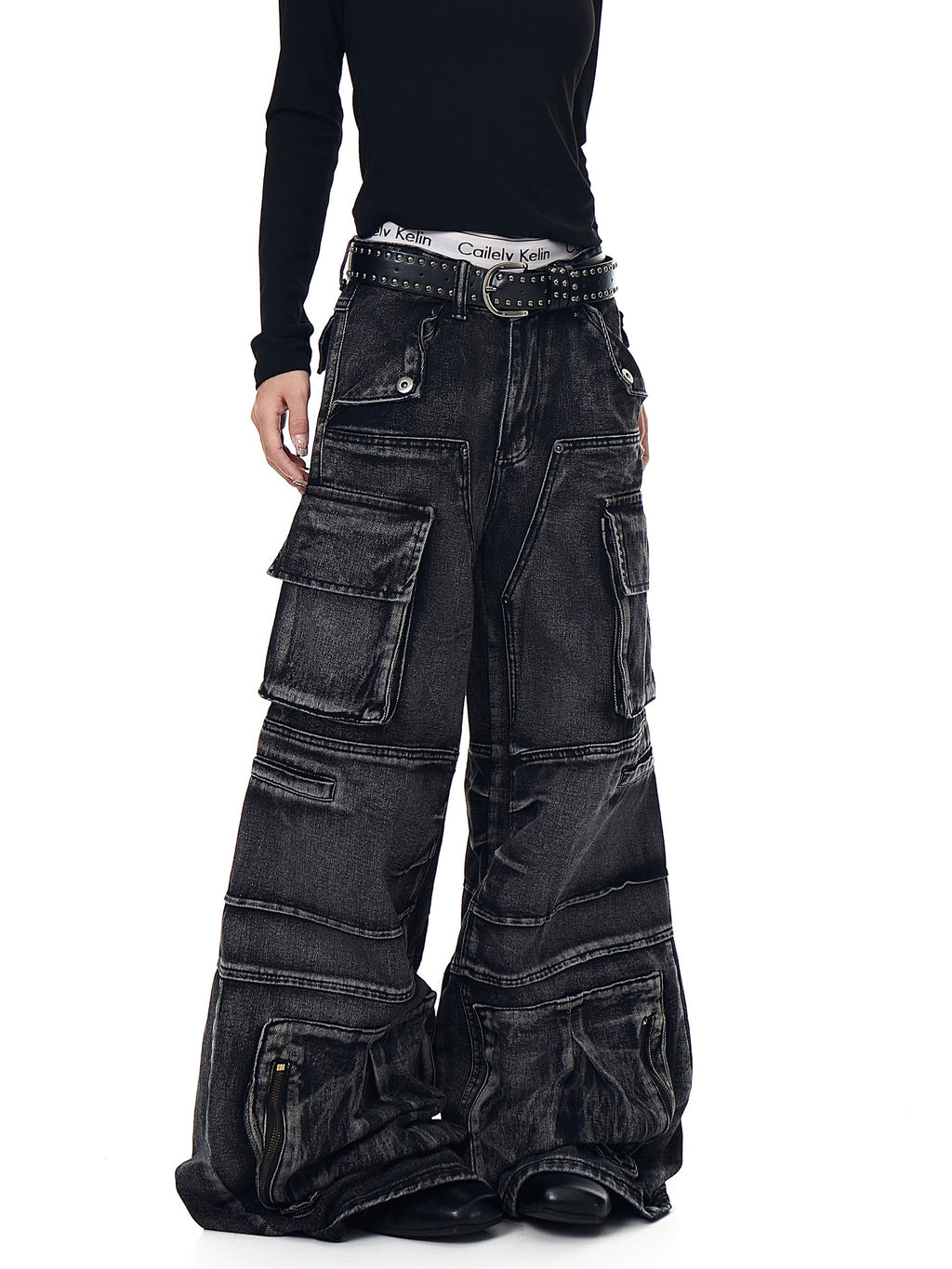 BLACKLISTS Deconstructed Multi-pocket Tooling Jeans