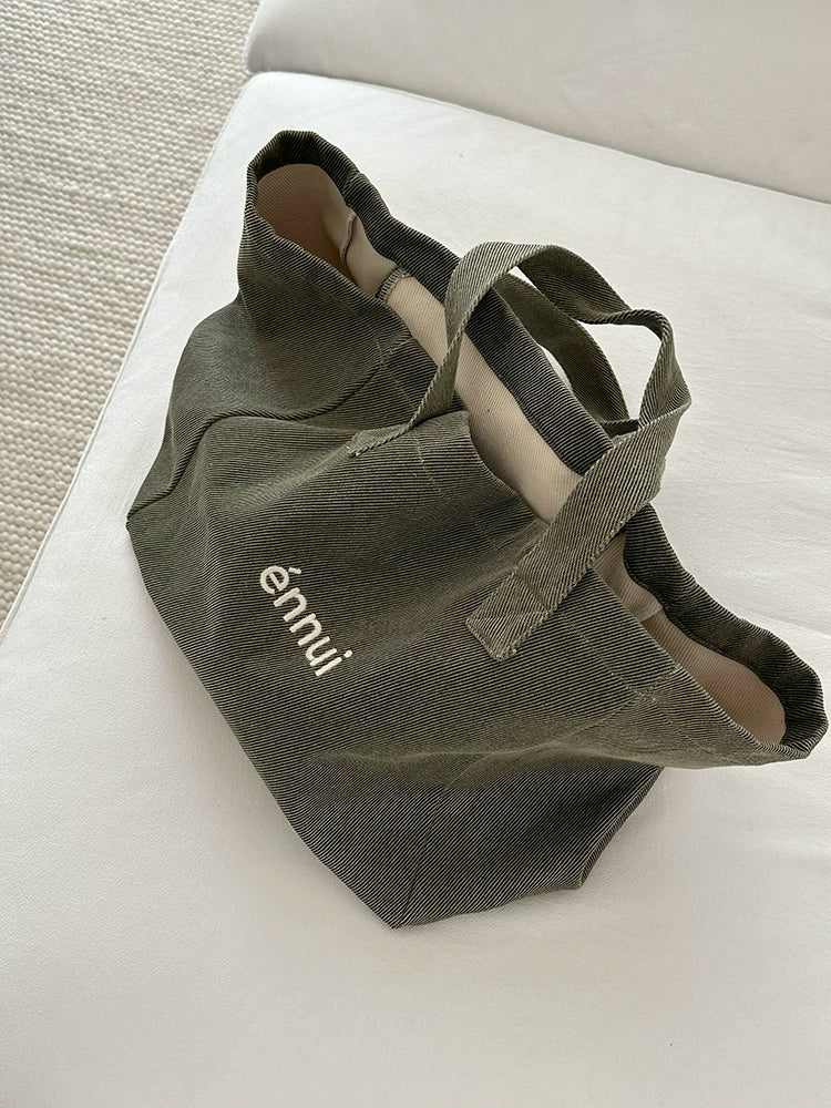 ENNUI Comfortable Embroidered Twill Shoulder Carry Canvas Bag