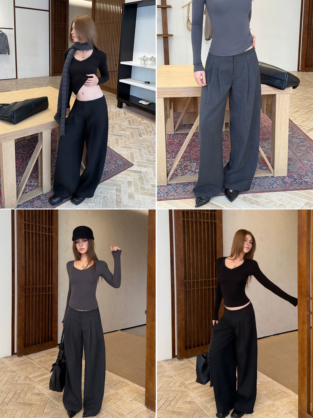 Audwyn Loose-fitting Wide-leg Pleated Floor-mopping Slacks