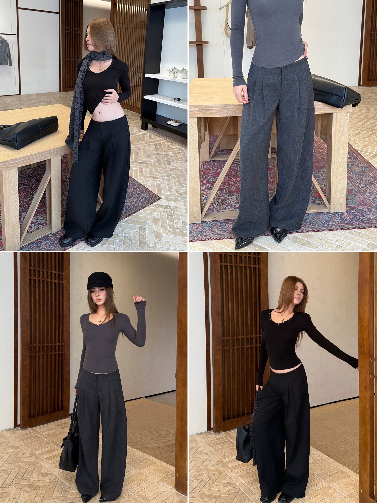 Audwyn Loose-fitting Wide-leg Pleated Floor-mopping Slacks