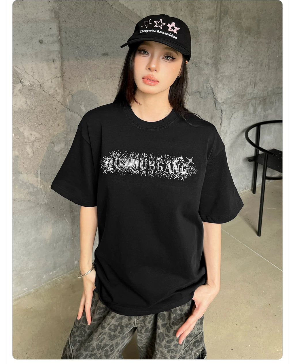 404MOB Full Diamond Hot Diamond Loose Versatile Tee