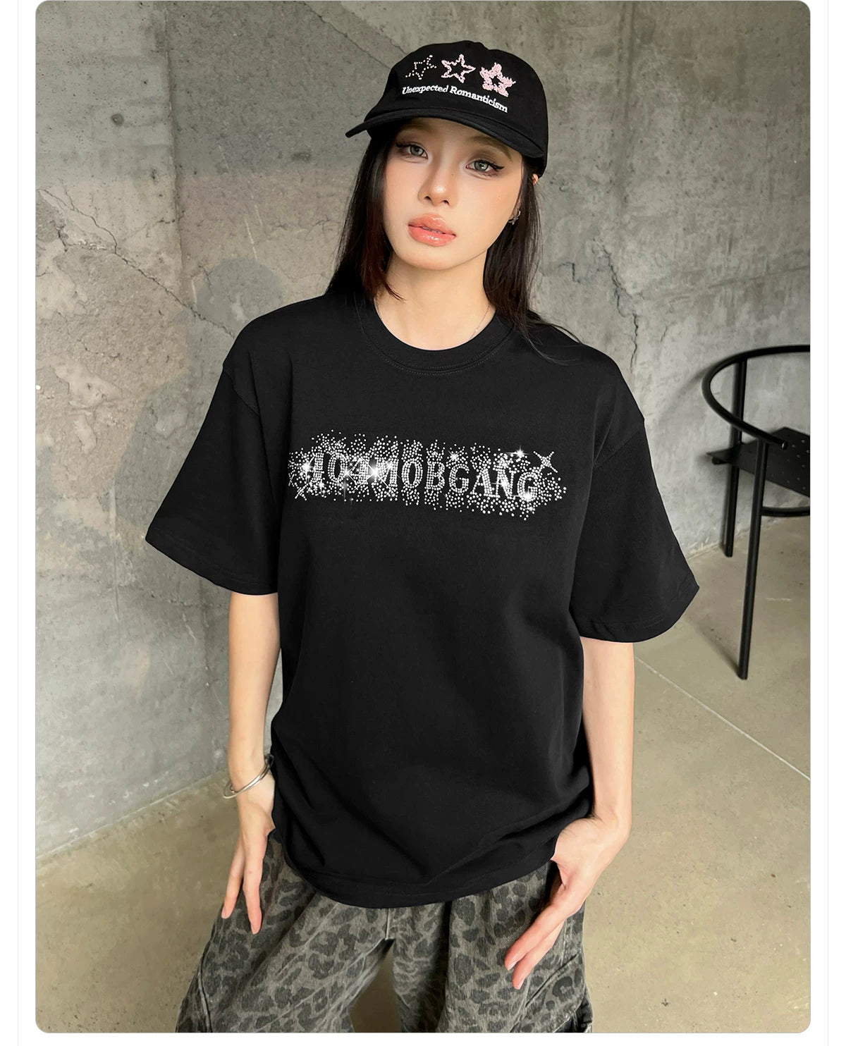 404MOB Full Diamond Hot Diamond Loose Versatile Tee