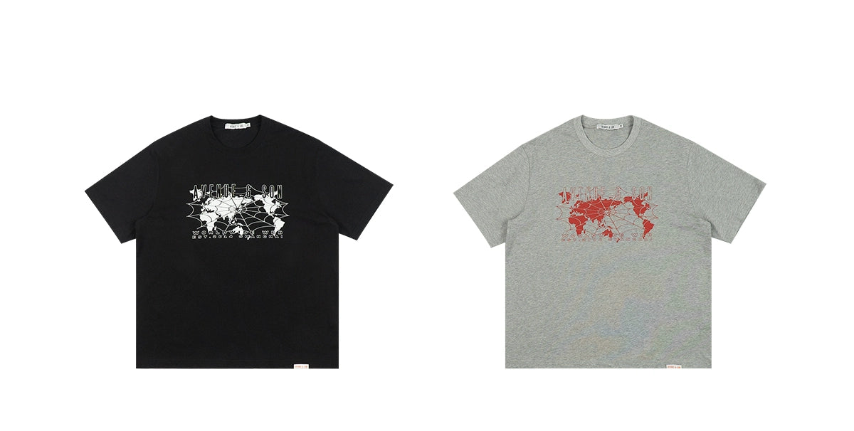AVENUESON Two-color Internet Map Print LOGO Tee