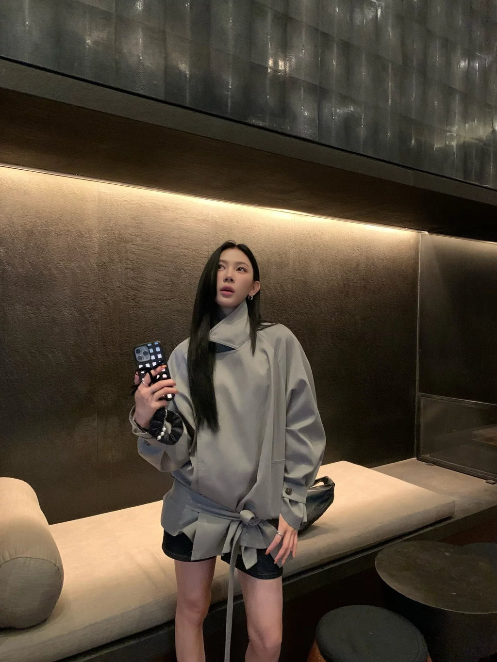 YOUNG KYLIN Lace-up High-end Casual Loose Korean Coat