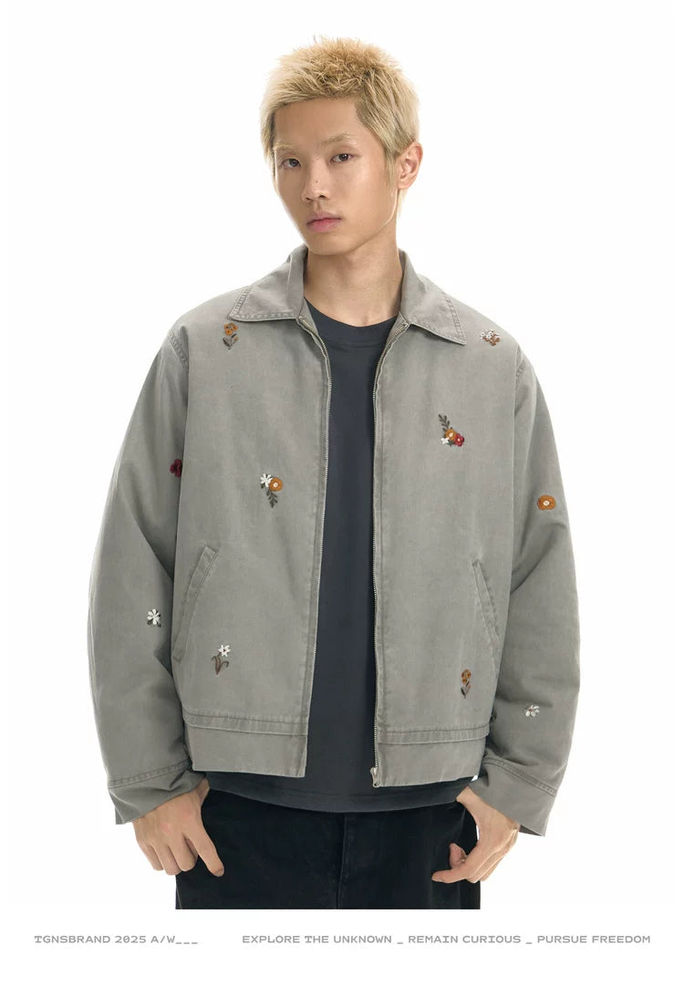 TGNS Small Flower Embroidered Short Tooling Jacket