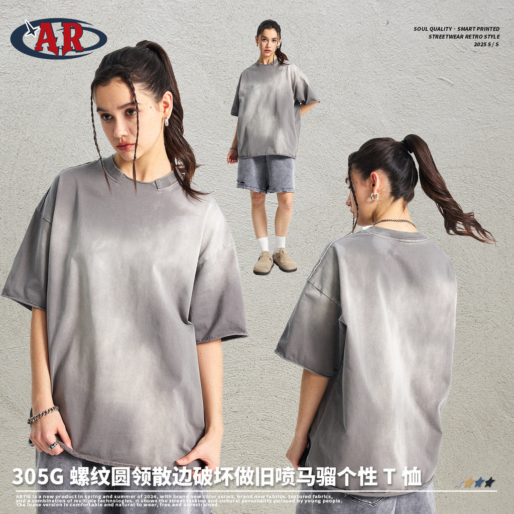 ARTIE Collar Loose Edge Spray Dye Old Tee