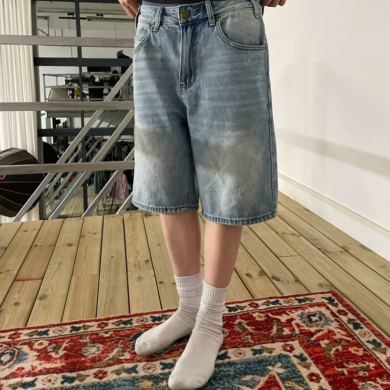 MMBBT Embroidered Versatile Denim Shorts