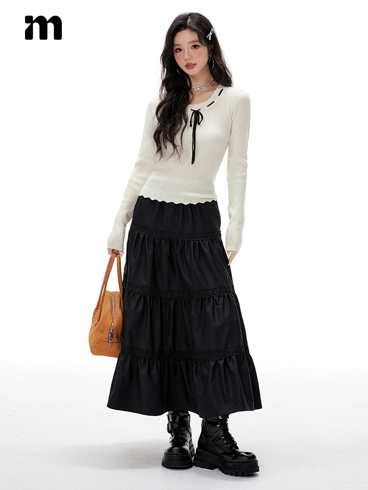 Imone Contrasting Straps Slim Stitching Sweater Knitted Sweater