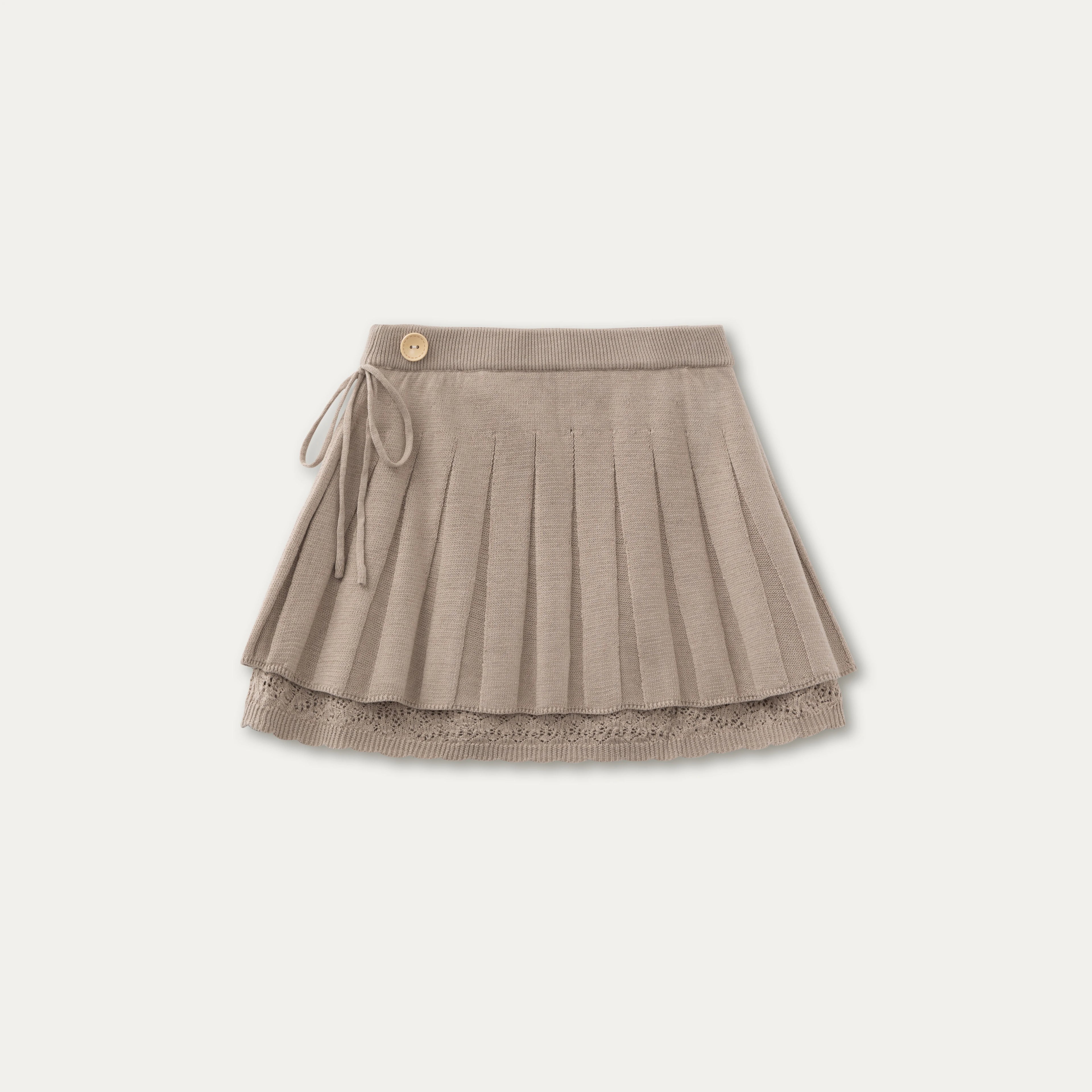 SunsetPark College Style Splicing Shirt Knitted Pleated Skirt Set