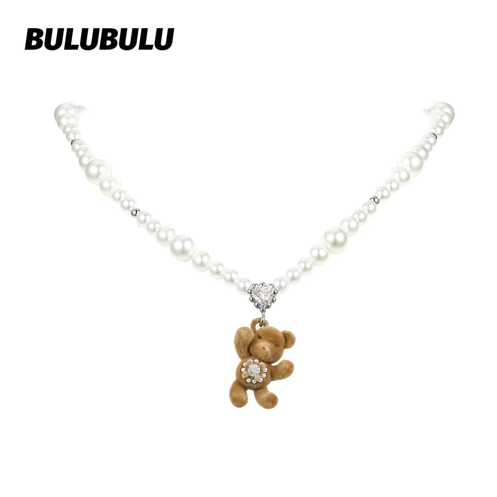 BULUBULU Flocked Bear Necklace