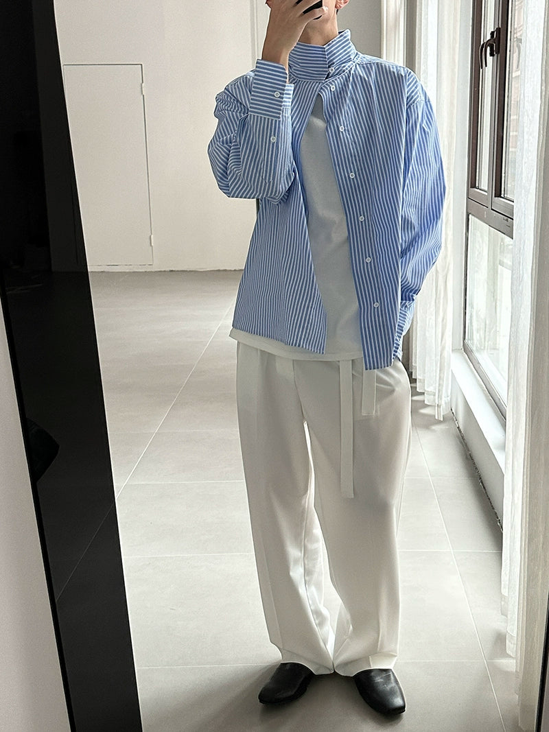 COLN Casual Versatile Striped Turtleneck Shirt