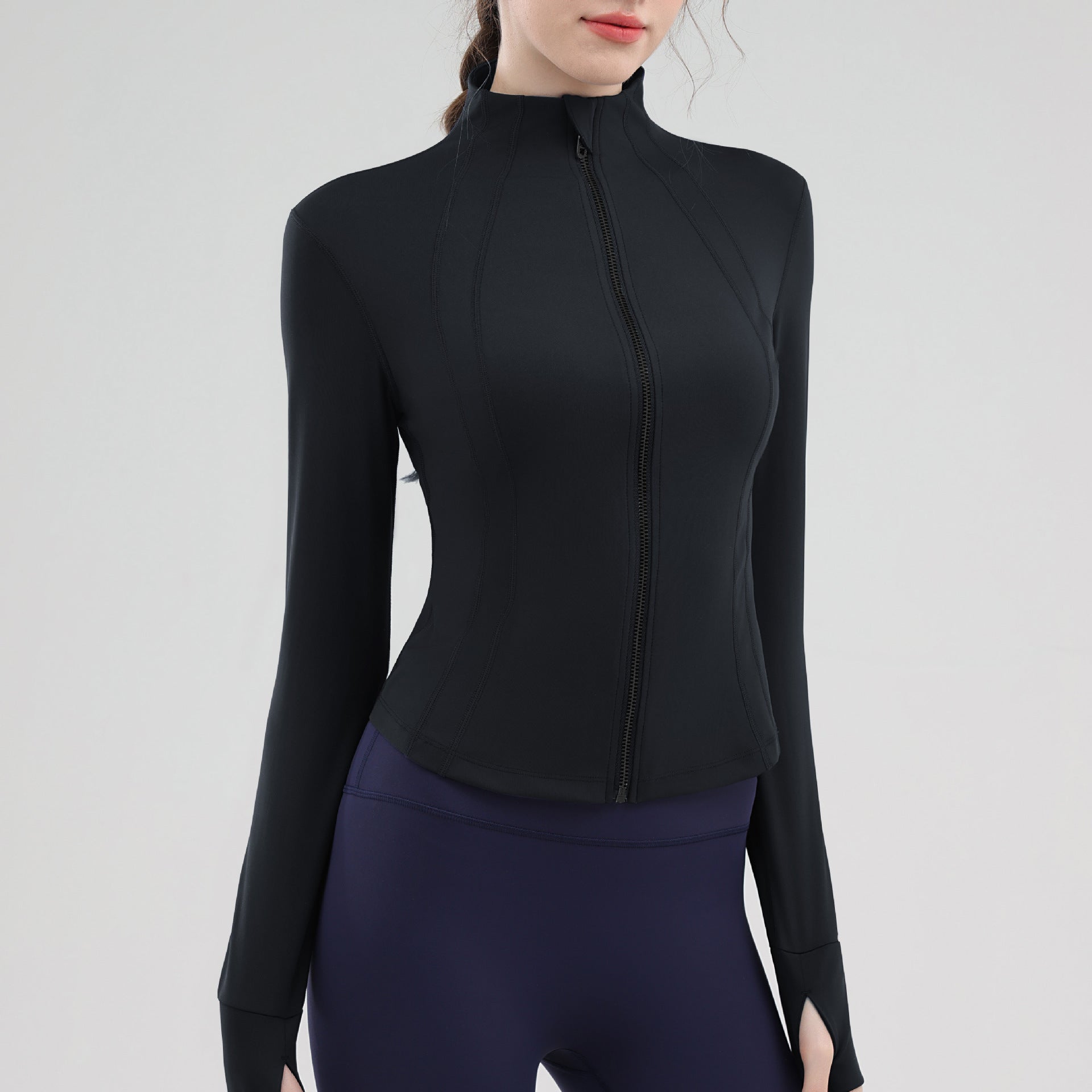 TIANQINGSE Stand-up Collar Windproof Zipper Slim-fit Sports Jacket