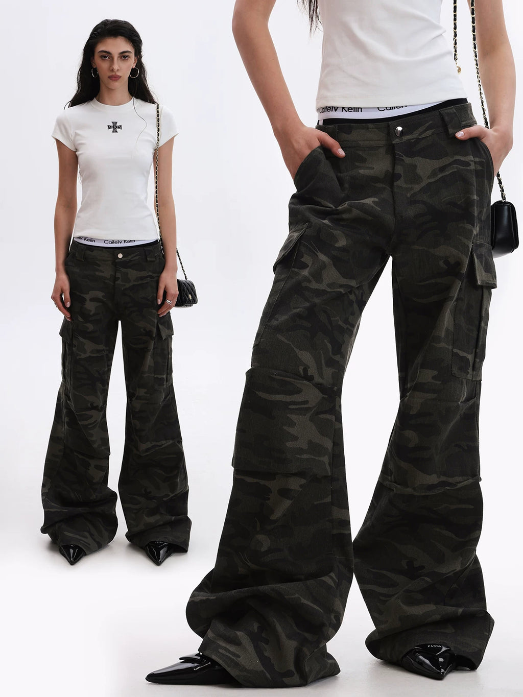 0123Start Straight Tube Micro-pull Camouflage Overalls