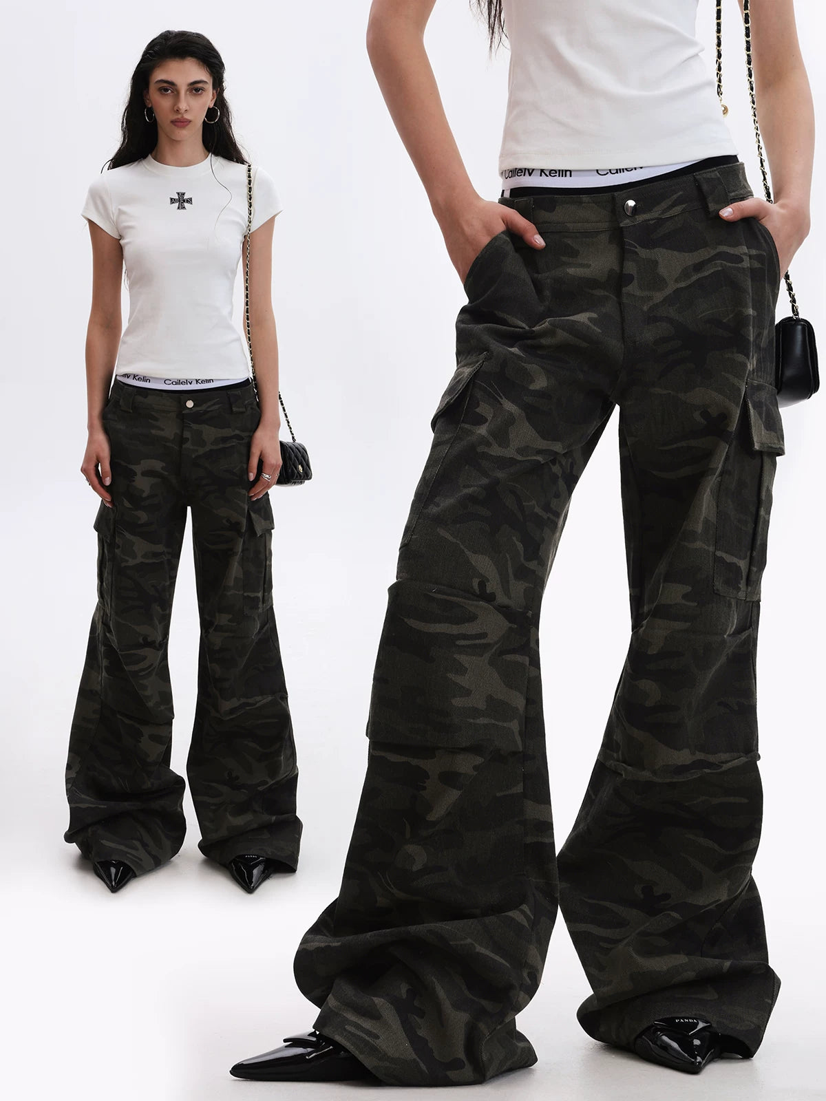 0123Start Straight Tube Micro-pull Camouflage Overalls