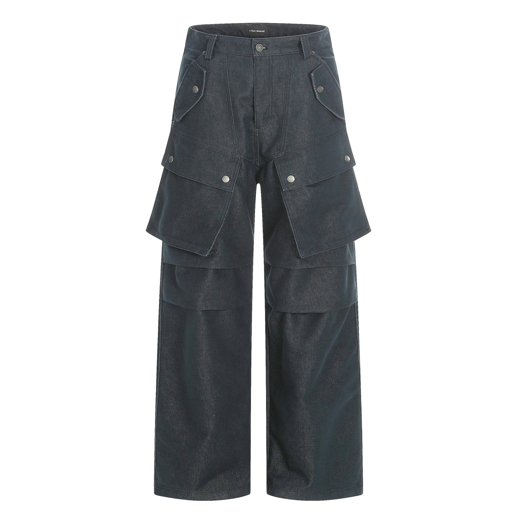 11KN Straight Wide-leg Pleated Slacks