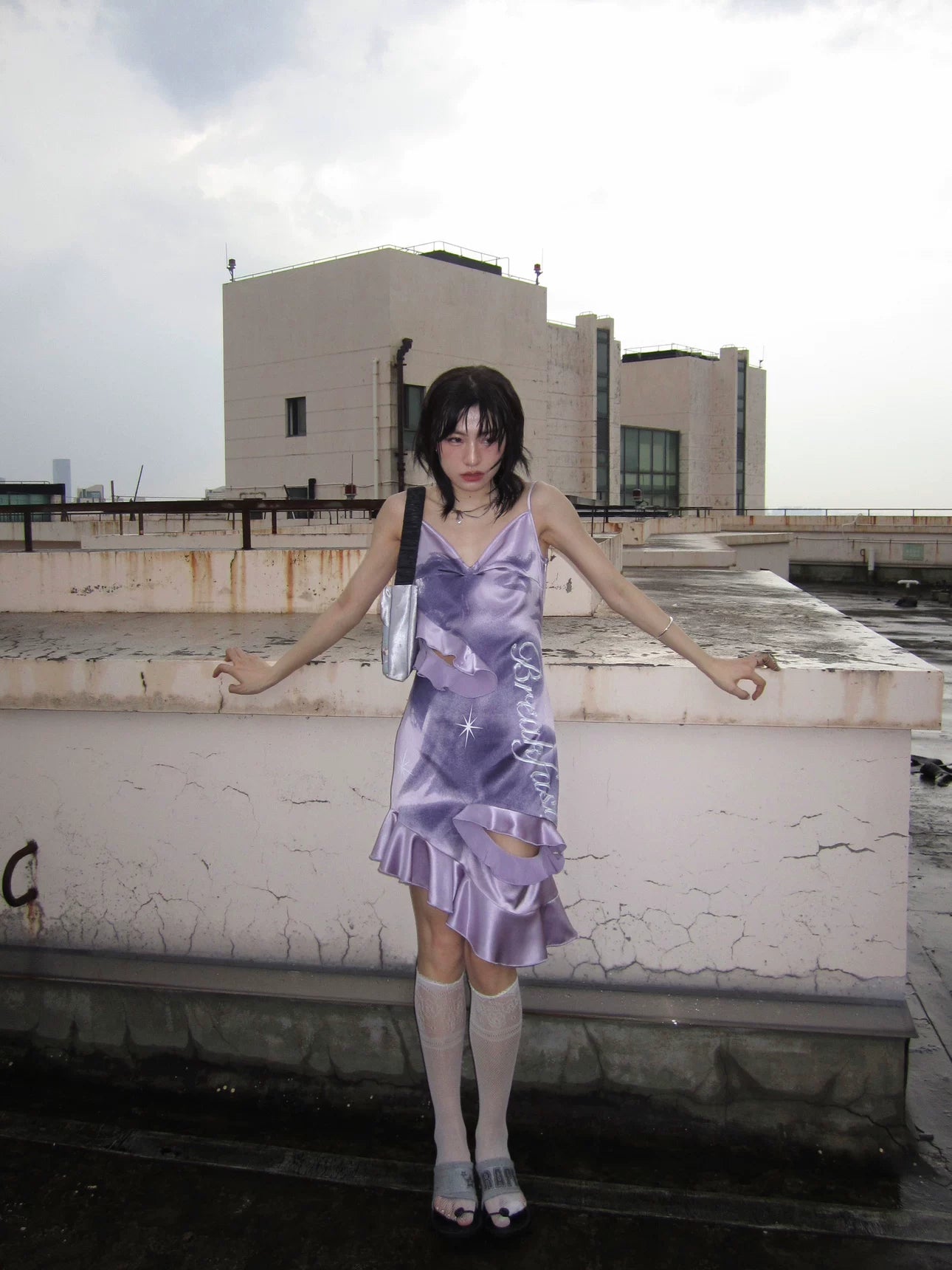 Enteralt Slimming Ripped Slip Dress