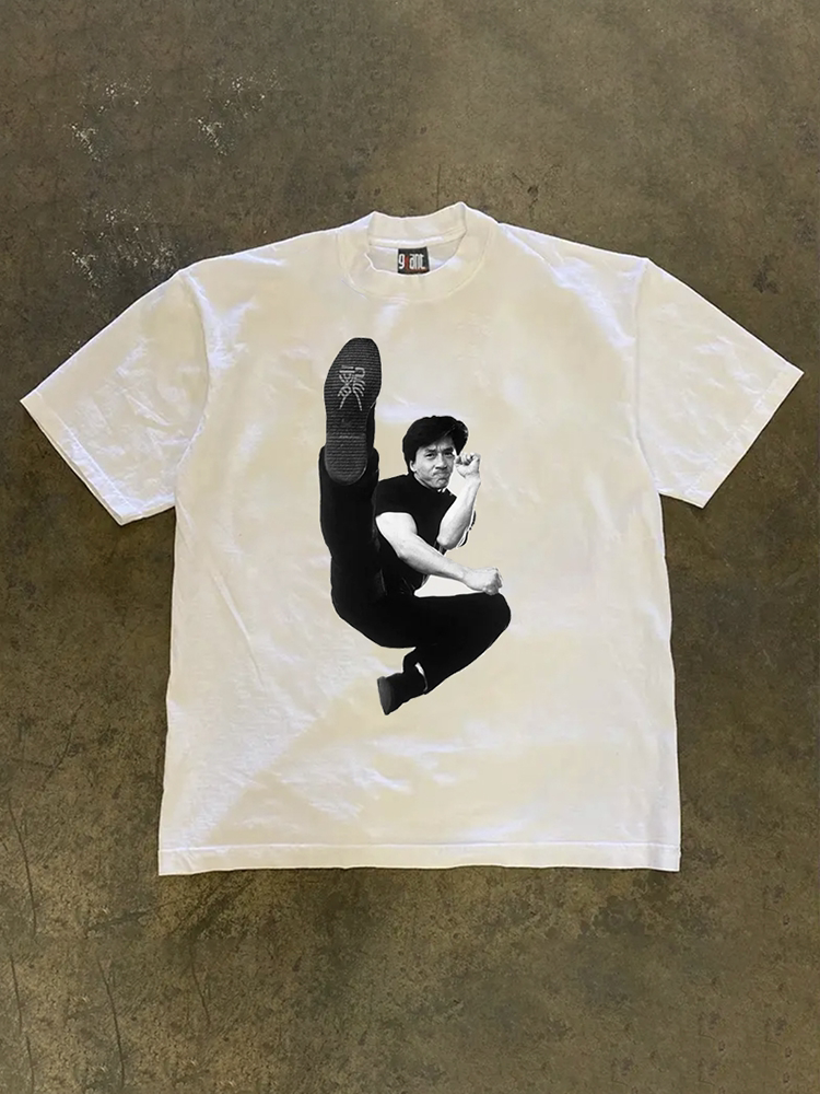UPUPXIA Vintage Letter Print Loose Tee
