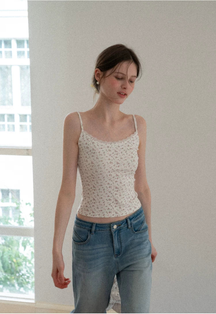 EGGKA Short Floral Cardigan Vest Suspender Set