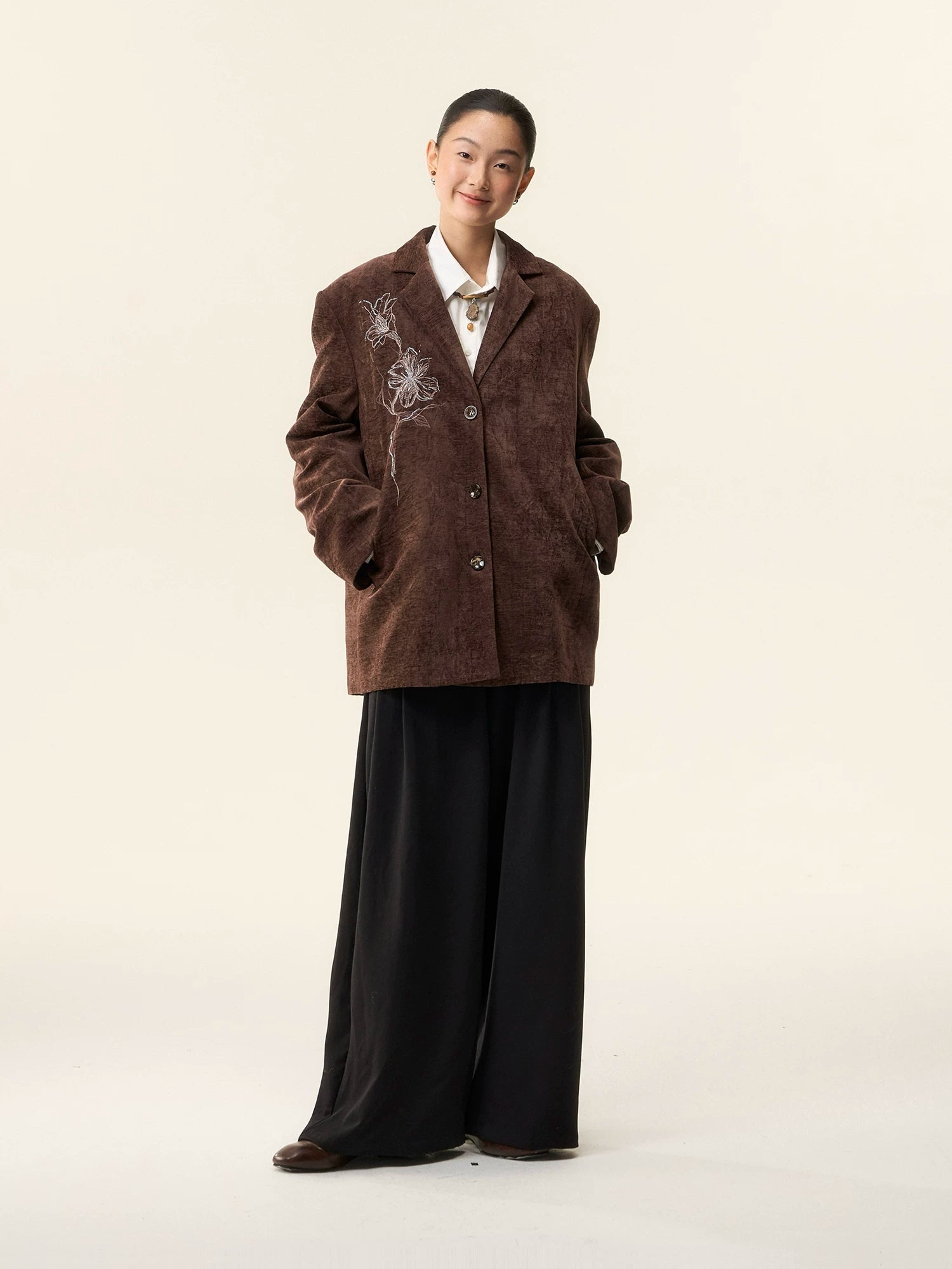 LOUMUTAKU Lily Beaded Jacquard Suit Velvet Jacket