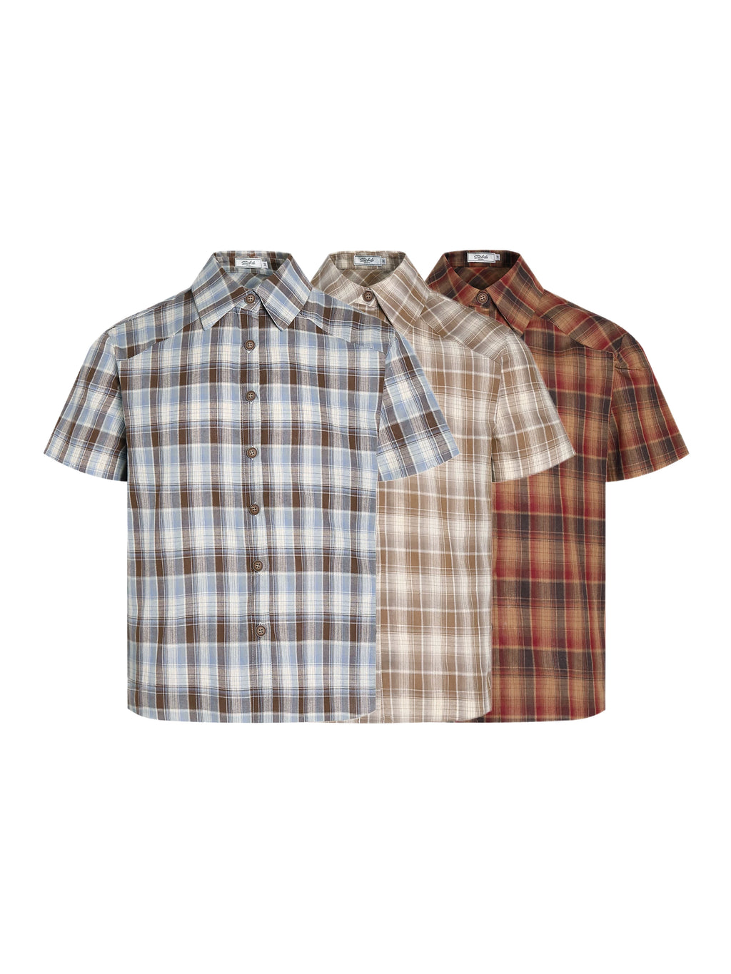Set for life handmade tassel beard cotton light plaid casual short-sleeved shirt
