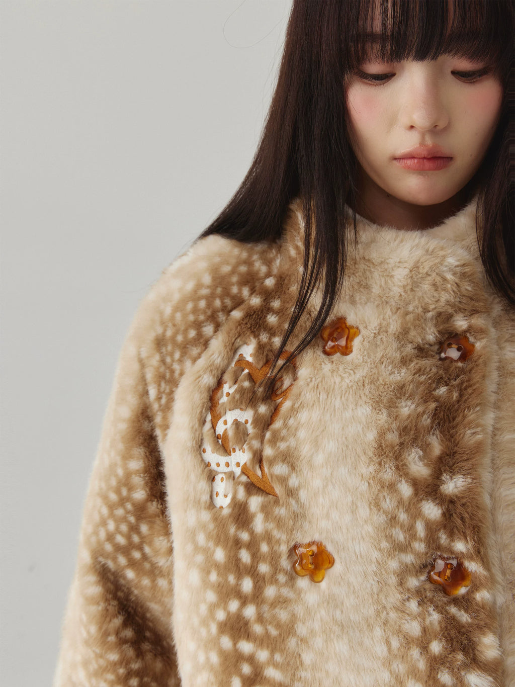 Eeee Faux Fur Breasted Plush Jacket