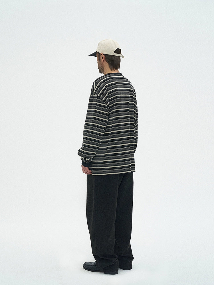 PARTIMENTO Vintage Contrast Striped Long Sleeve