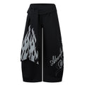 BLACKLISTS Flame Letter Print Strap Scimitar Sweatpants