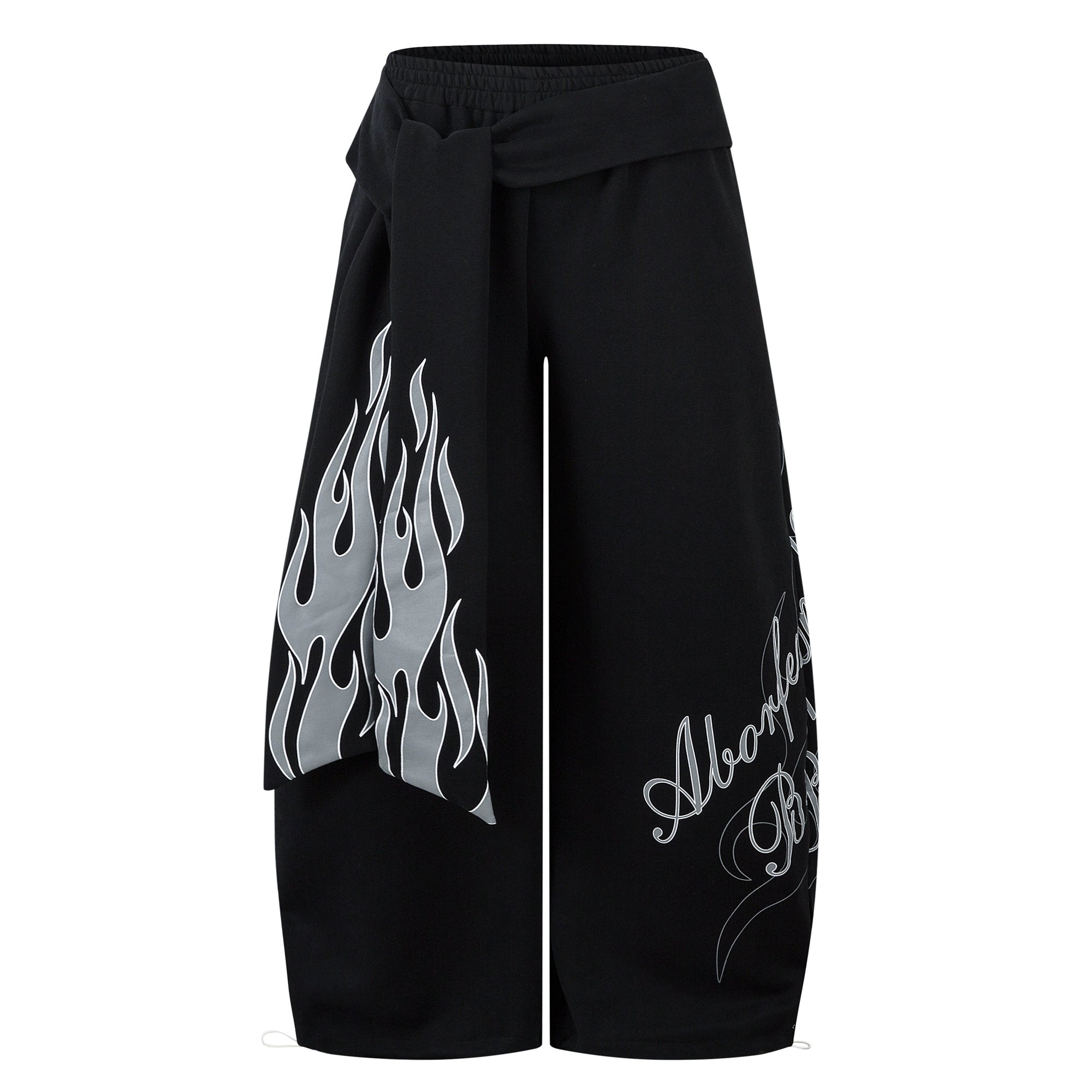 BLACKLISTS Flame Letter Print Strap Scimitar Sweatpants