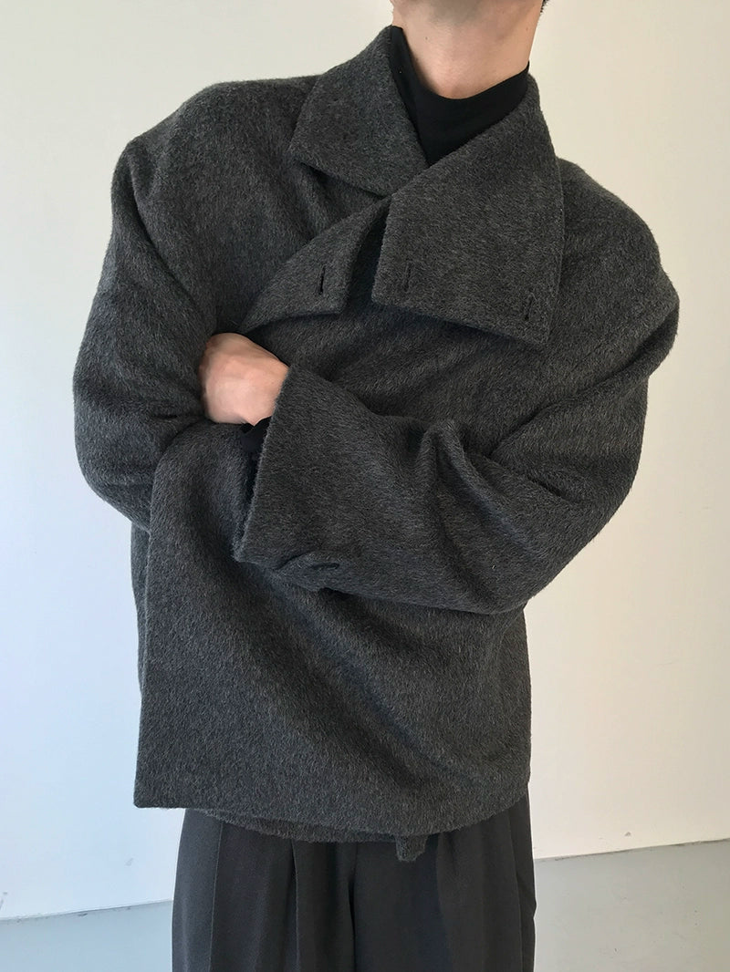 COLN Short Stand-up Collar Woolen Coat