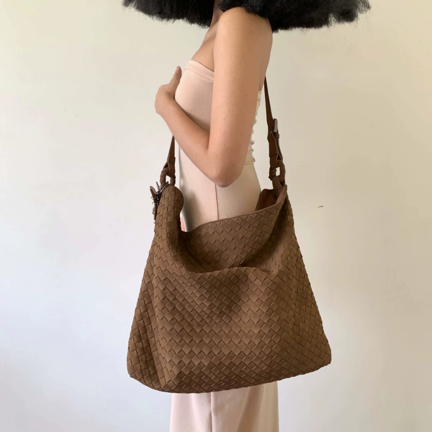 ECODAY Suede Woven Bag Large Capacity Tote Bag