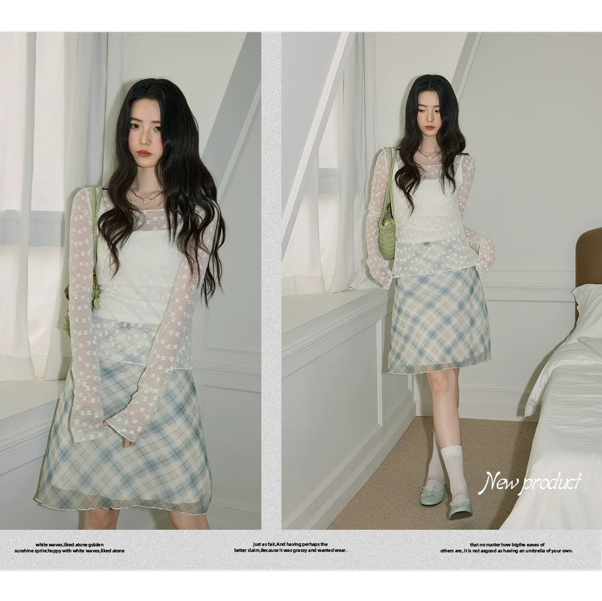 XUJING Lace Floral Slim Long Sleeves