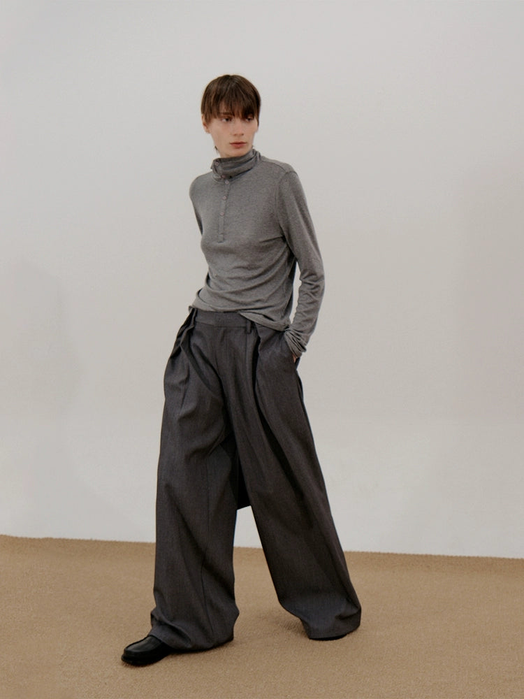 COLN Waist Folding Casual Suit Pants