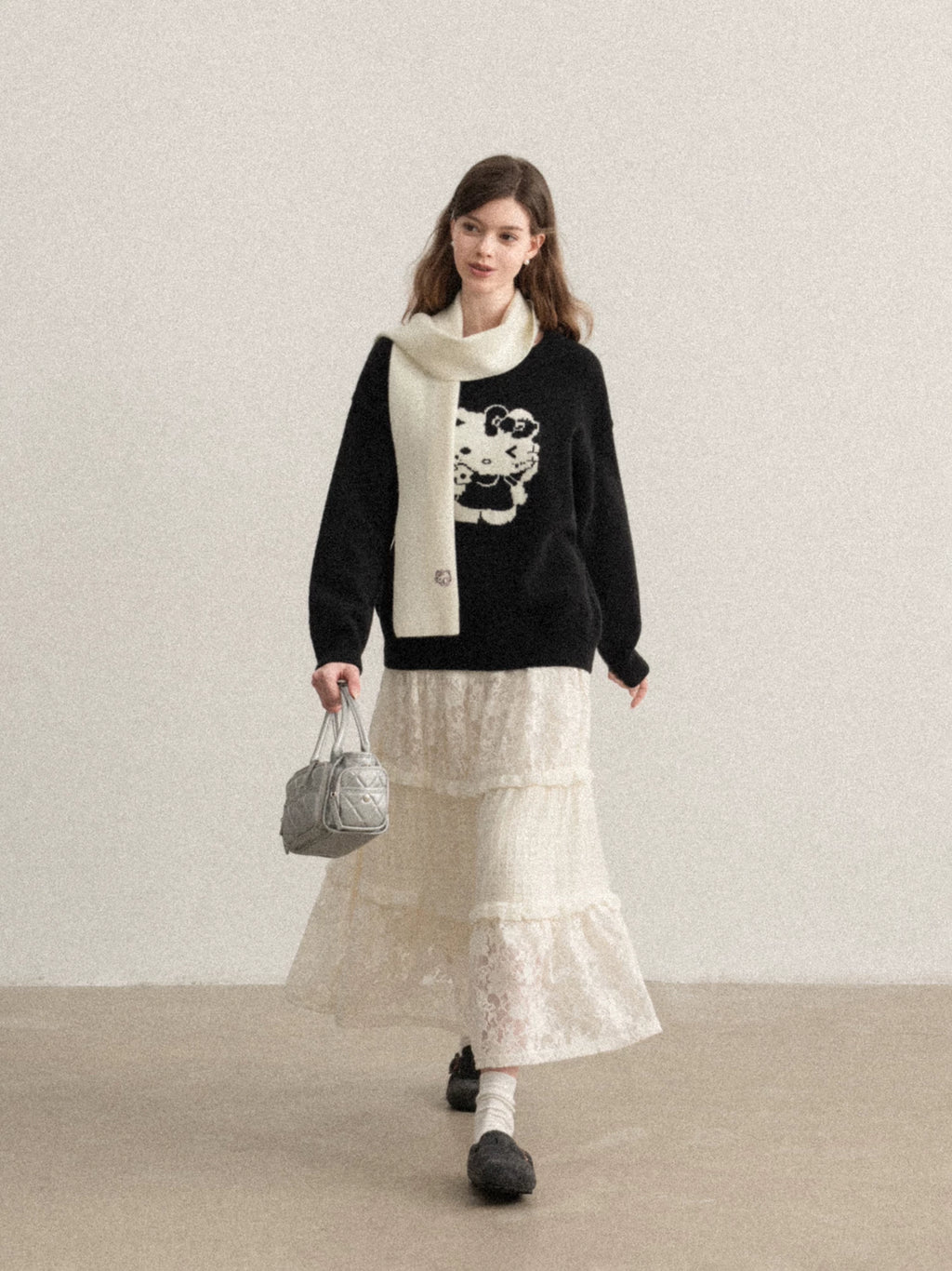 Cantonstory Crew Neck Versatile Loose Slimming Knit Sweater
