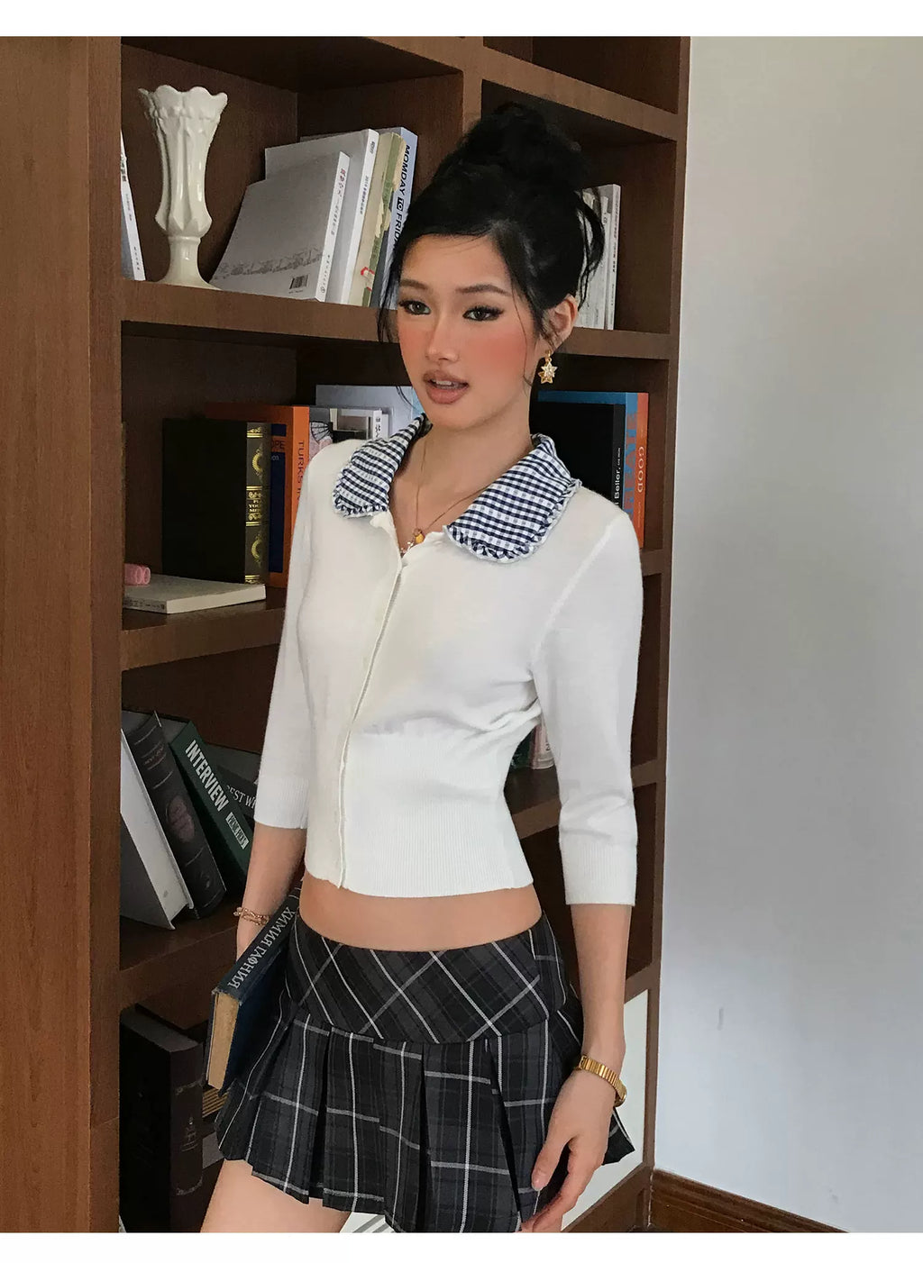 Audwyn Vintage Pleated Plaid Skirt