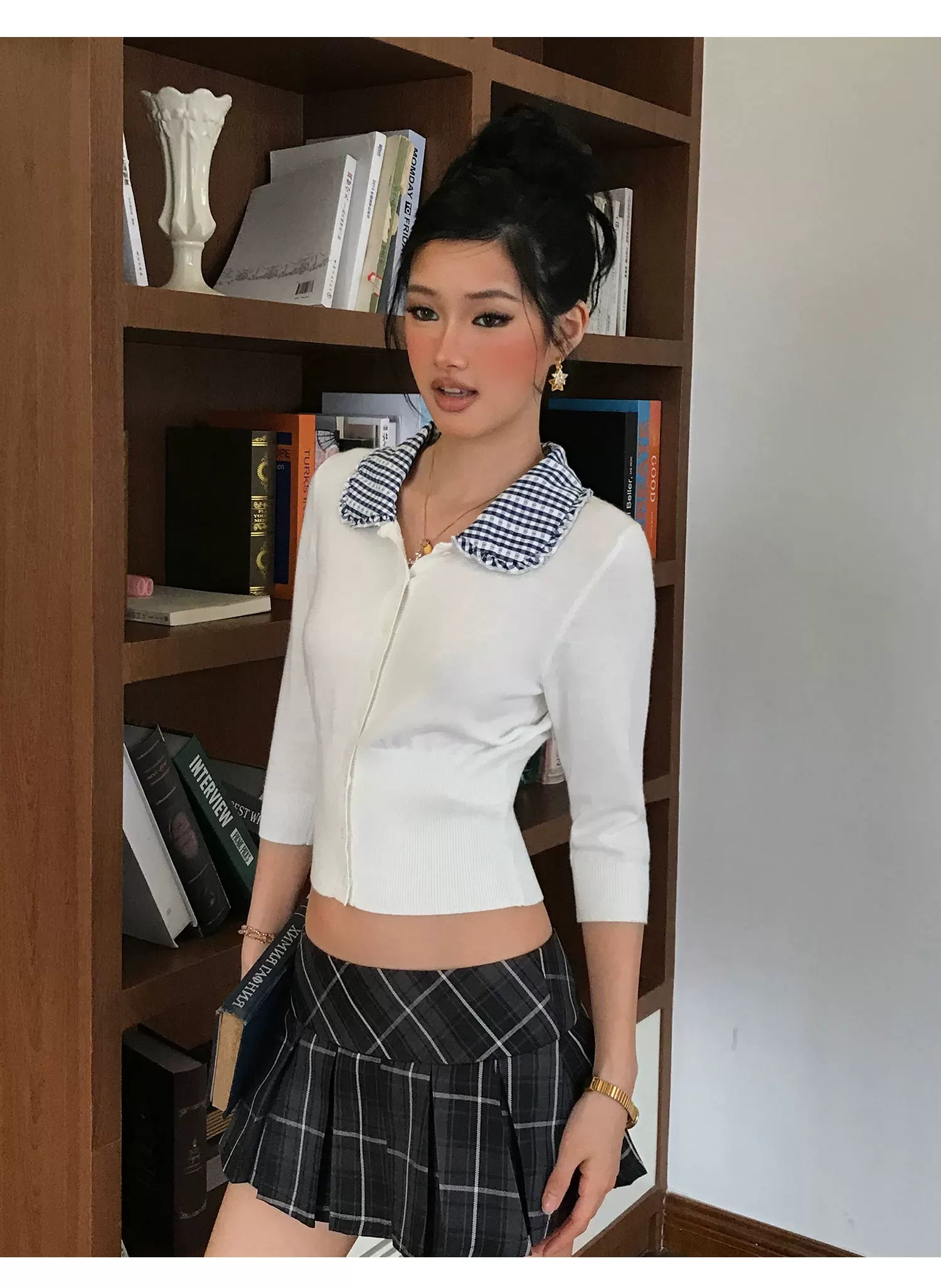 Audwyn Vintage Pleated Plaid Skirt