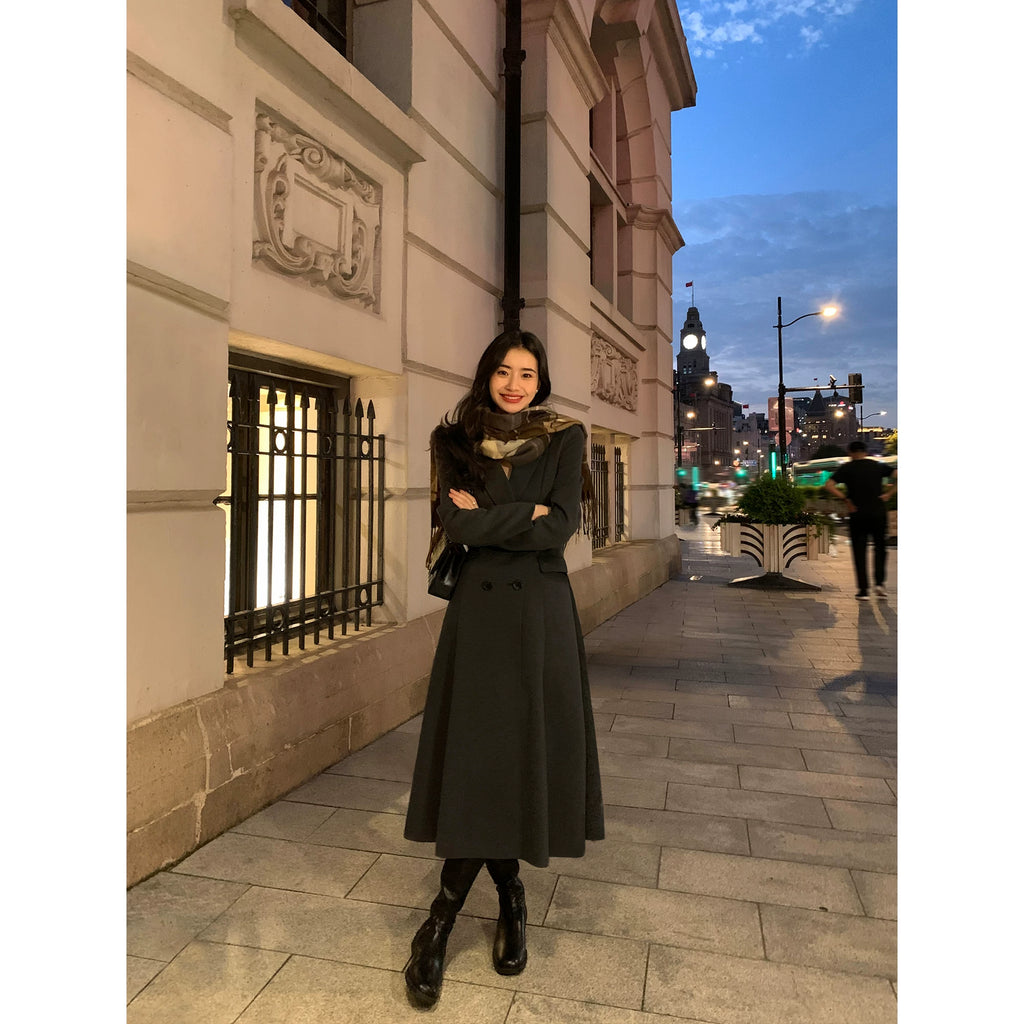 Pusumede High-end Waist and Thin Long Temperament Coat
