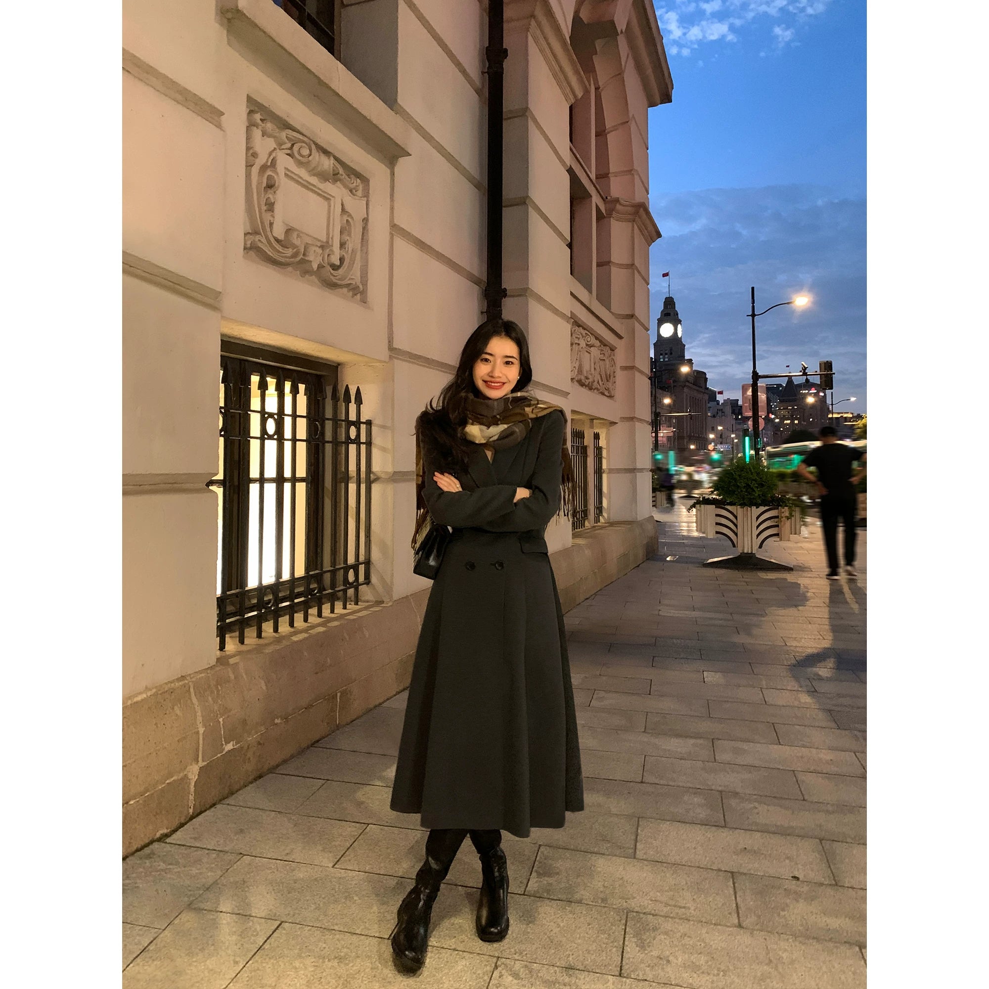 Pusumede High-end Waist and Thin Long Temperament Coat