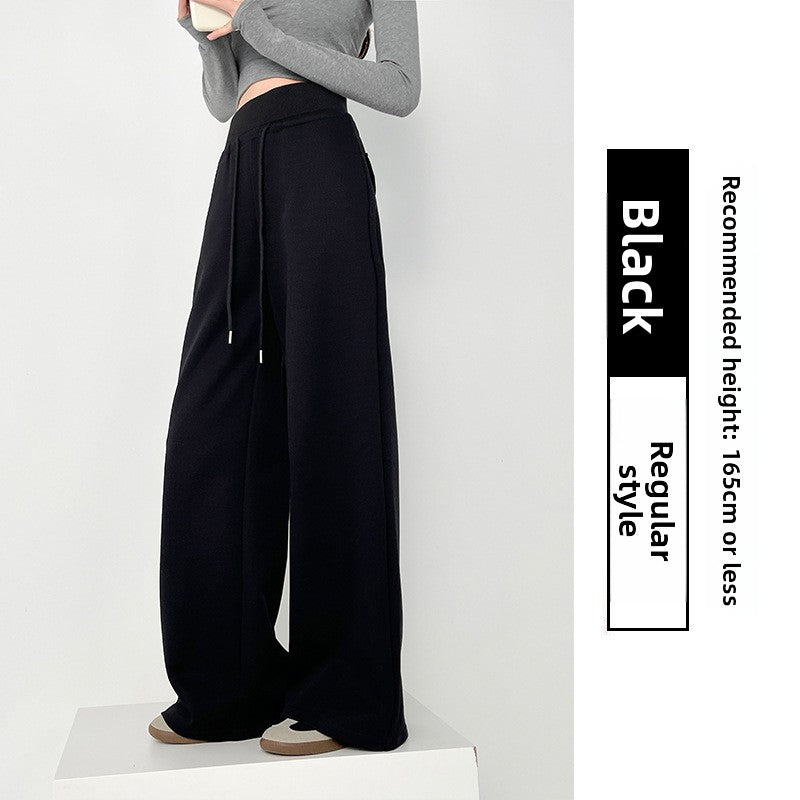TIANQINGSE High-waisted Slim Straight Casual Wide-leg Sweatpants